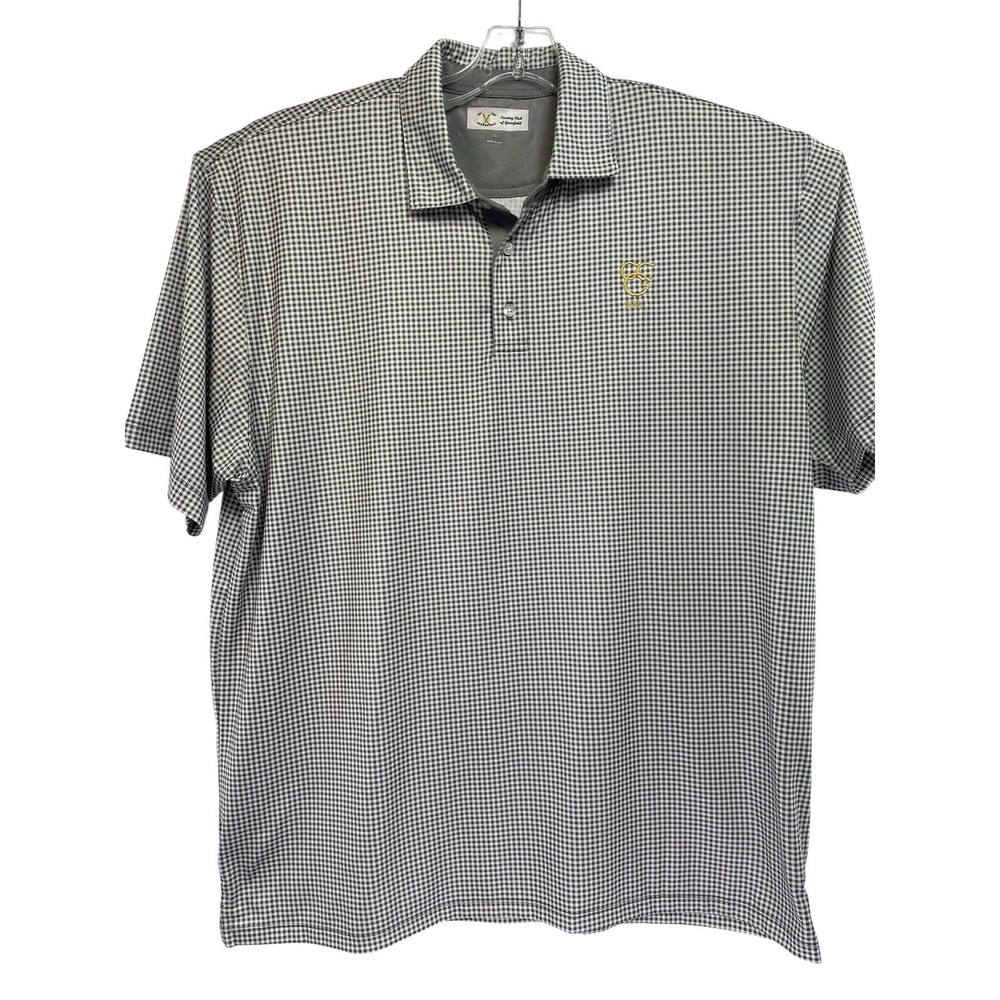 County Club Of Greenwich Mens XL Grey /White Plaid Golf Polo Shirt (L1) NW/OTs